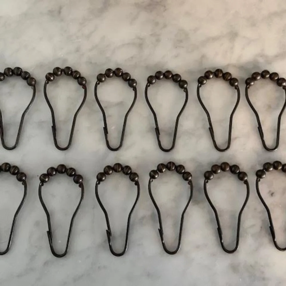 (Set of 12) Metal Shower Curtain Rings, Bronze